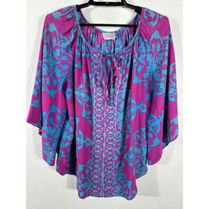 Alice & Trixie Blouse Womens Size M Silk Multicolor Geometric Top